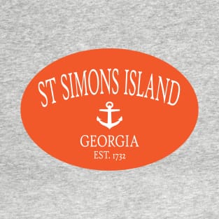 St Simons Island Georgia Sea Islands Anchor Orange T-Shirt